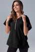 Short Sleeve Half Zip Relaxed Pullover Hoodie