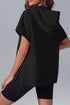 Short Sleeve Half Zip Relaxed Pullover Hoodie