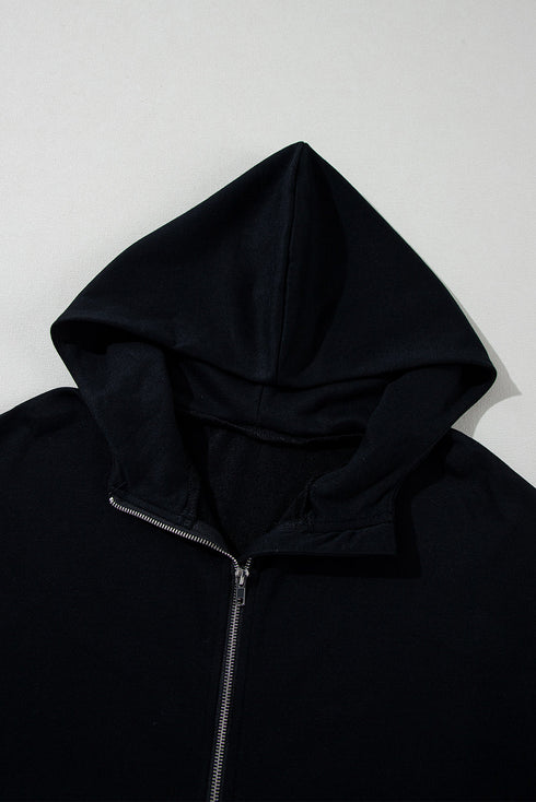 Short Sleeve Half Zip Relaxed Pullover Hoodie