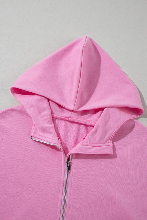 Short Sleeve Half Zip Relaxed Pullover Hoodie