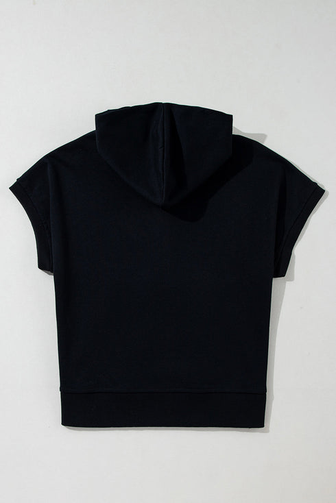 Short Sleeve Half Zip Relaxed Pullover Hoodie