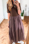 Short Sleeve Knit Bodice Gathered Skirt Maxi Dress