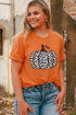 Short Sleeve Leopard Print Pumpkin Graphic Tee