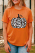 Short Sleeve Leopard Print Pumpkin Graphic Tee