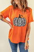 Short Sleeve Leopard Print Pumpkin Graphic Tee