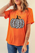 Short Sleeve Leopard Print Pumpkin Graphic Tee