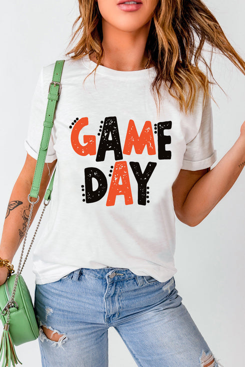Short Sleeve Letter Print Graphic Crew Neck Tee