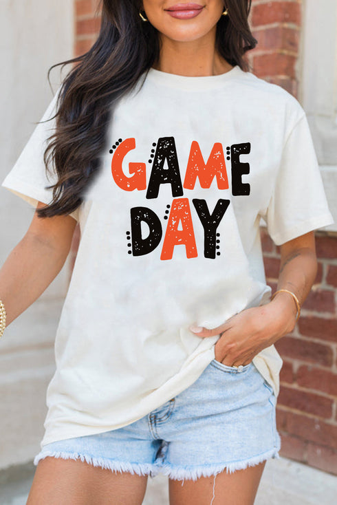 Short Sleeve Letter Print Graphic Crew Neck Tee