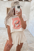 Short Sleeve Letter Print Ruffle Skort Graphic Set