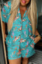 Short Sleeve Notch Lapel Western Graphic Pajama Set