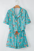 Short Sleeve Notch Lapel Western Graphic Pajama Set