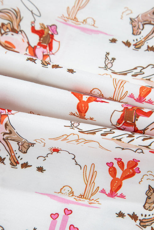 Short Sleeve Notch Lapel Western Graphic Pajama Set