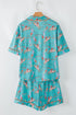Short Sleeve Notch Lapel Western Graphic Pajama Set