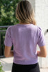 Short Sleeve Puff Shoulder Button Front Fine Knit Cardigan