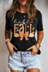 Short Sleeve Pumpkin And Bow Graphic Print Tee