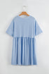 Short Sleeve Raw Edge Jersey Knit Babydoll Dress