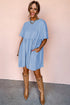 Short Sleeve Raw Edge Jersey Knit Babydoll Dress