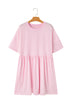 Short Sleeve Raw Edge Jersey Knit Babydoll Dress