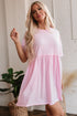 Short Sleeve Raw Edge Jersey Knit Babydoll Dress