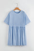Short Sleeve Raw Edge Jersey Knit Babydoll Dress