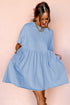 Short Sleeve Raw Edge Jersey Knit Babydoll Dress