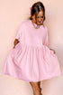 Short Sleeve Raw Edge Jersey Knit Babydoll Dress