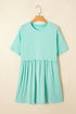 Short Sleeve Raw Edge Jersey Knit Babydoll Dress