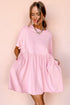 Short Sleeve Raw Edge Jersey Knit Babydoll Dress