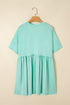 Short Sleeve Raw Edge Jersey Knit Babydoll Dress