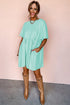 Short Sleeve Raw Edge Jersey Knit Babydoll Dress