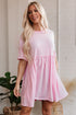 Short Sleeve Raw Edge Jersey Knit Babydoll Dress