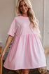 Short Sleeve Raw Edge Jersey Knit Babydoll Dress
