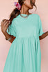 Short Sleeve Raw Edge Jersey Knit Babydoll Dress