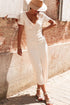 Short Sleeve Ribbed Button Front Ruched Maxi Dress