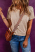 Short Sleeve Ribbed Knit Half Button Henley Top
