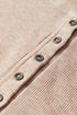 Short Sleeve Ribbed Knit Half Button Henley Top