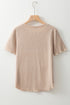 Short Sleeve Ribbed Knit Half Button Henley Top