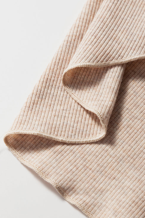 Short Sleeve Ribbed Knit Half Button Henley Top