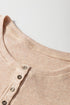 Short Sleeve Ribbed Knit Half Button Henley Top