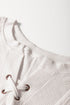 Short Sleeve Ribbed Texture Lace Patchwork V Neck Top