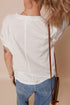 Short Sleeve Ribbed Texture Lace Patchwork V Neck Top