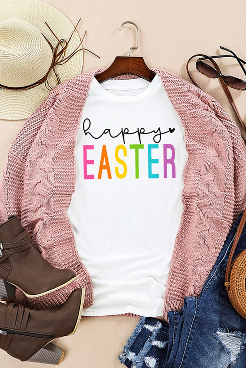 Short Sleeve Round Neck Graphic Letter Print Tee