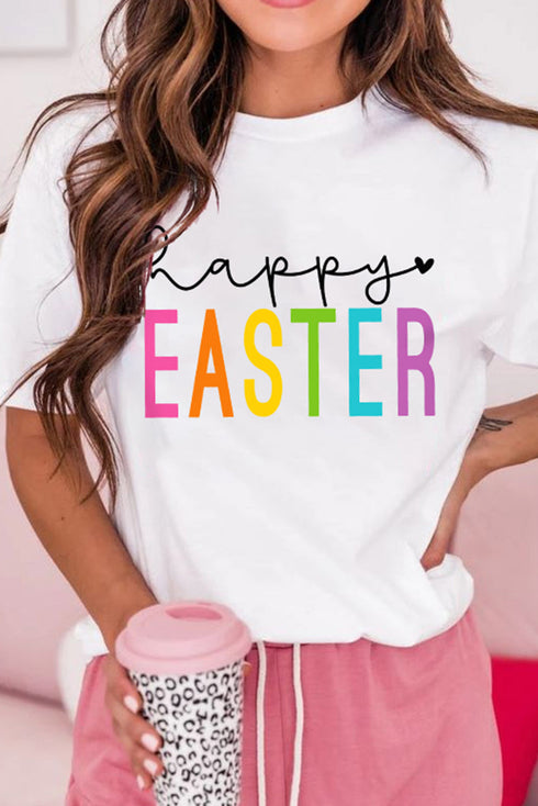 Short Sleeve Round Neck Graphic Letter Print Tee