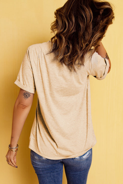 Short Sleeve Round Neck Graphic Print Crop Tee