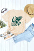 Short Sleeve Round Neck Graphic Print Crop Tee