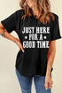 Short Sleeve Round Neck Letter Print Graphic Tee