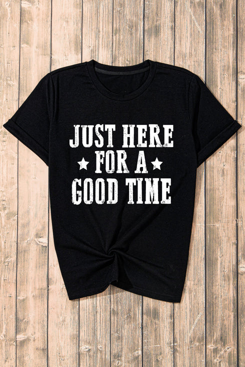 Short Sleeve Round Neck Letter Print Graphic Tee
