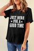 Short Sleeve Round Neck Letter Print Graphic Tee