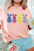 Short Sleeve Sequin Rabbit Graphic Crew Neck Tee