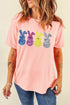 Short Sleeve Sequin Rabbit Graphic Crew Neck Tee